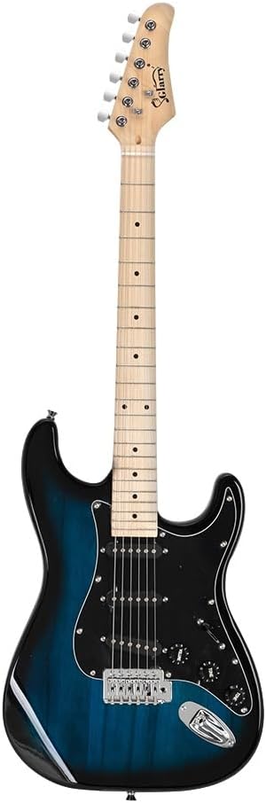 Bonnlo Full Size Electric Guitar Kit for Music Lover Beginner with 20W Guitar Amplifier, Guitar Bag, Cable, Strap, Pick, Tremolo Bar, Tool (Blue)