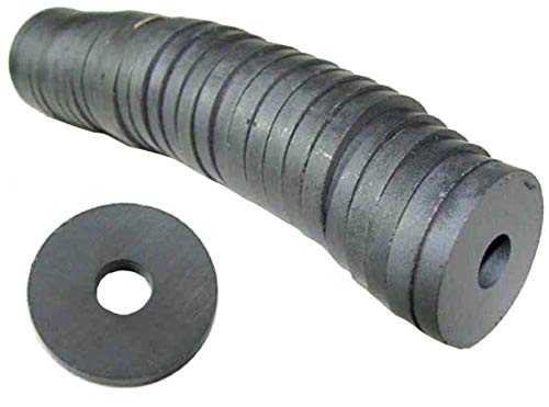 Creative Hobbies 29 Piece Strong 1.25 Inch Donut Round Ceramic Ferrite Ring Magnets, with 3/8" Center Hole x 3/16" Thickness - Ideal for Use on Refrigerator, Whiteboard, Arts Science Project, Crafts