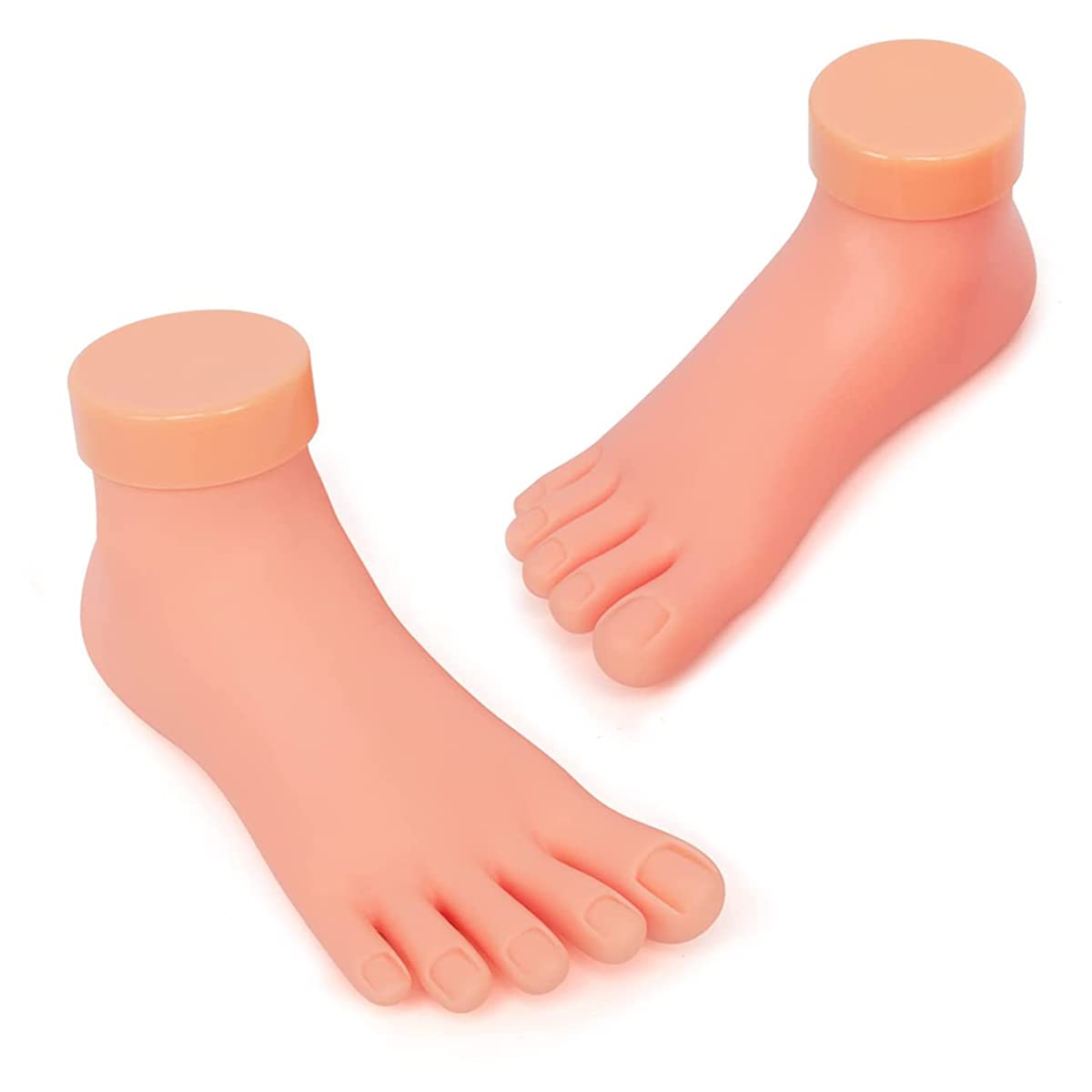 Krofaue 1 Pair Fake Foot Model, Flexible Soft Silicone Nail Practice
