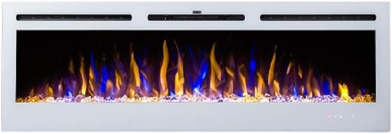 2025 TruFlame PREMIUM PRODUCT 50inch Flat White Wall Mounted Electric Fire with 3 colour Flames and can be inserted (Pebbles, Logs and Crystals)!