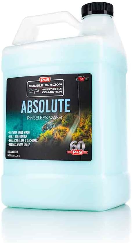 P&S Professional Detail Products Absolute Rinseless Wash – Premium Soap Alternative, Emulsifies Dirt, Softens Water, Safe on Paint, Coatings, Wraps, PPF & Interior Surfaces - 1 Gallon
