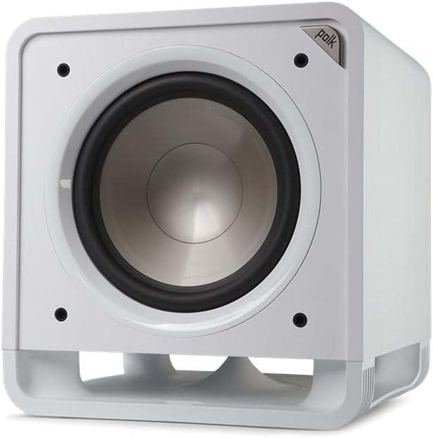 Polk HTS 12 Subwoofer, 12 Inch Powered Subwoofer, Deep Bass, Easy Setup with Home Cinema Systems - White