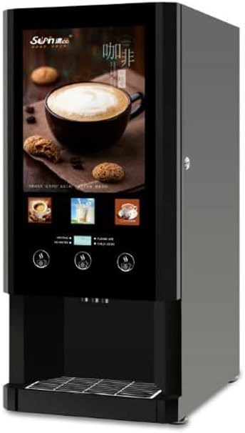 SEQ Commercial Automatic Coffee Vending Machine with Coin System, 3 Flavors Hot Beverages, Automatic Cup System, Capacity 80-130 Cups