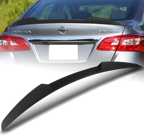 W-Power ABS Plastic V-Style Rear Trunk Lid Spoiler Wing Compatible with 2013-2019 Nissan Sentra, 2014 2015 2016 2017 2018 (Matt Black)