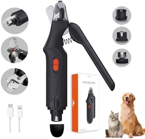 2-in-1 Dog Nail Clippers & Cat Nail Clippers Trimmers for Large Medium Small Dogs Cats Claw Trimmer Quick Sensor and Safety Guard USB Rechargeable with 2 LED Lights Dogs Nail Trimmer