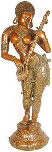 Exotic India Apsara with Veena - Brass Statue