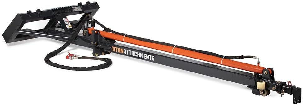 Titan Attachments Telescoping Hydraulic Truss Boom Jib Crane, Hydraulic Boom Pole Extends 26 FT, Fits Skid Steer SSQA, Lift Hay Bales, Trusses, Beams, & More, Accessories for Skid Steers