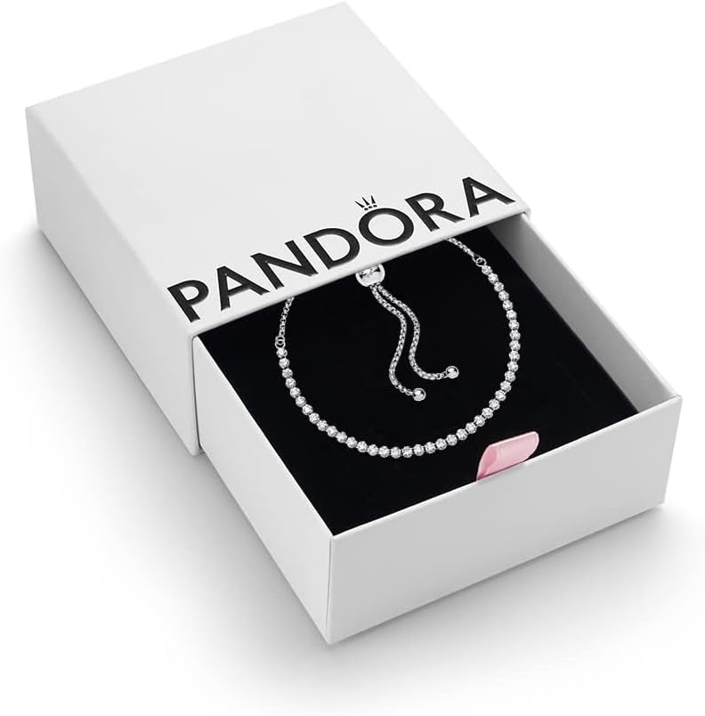 PANDORA Timeless Women's Sterling Silver Sparkling Slider Tennis Bracelet