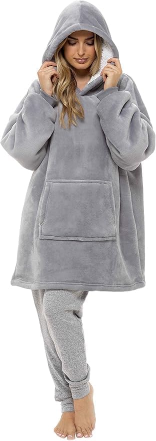 Women's Wearable Blanket Hoodie Oversized Hooded Blanket – Sherpa & Fleece Blanket for Men & Women, Comfy Cosy Fluffy Loungewear Girls Hoodies with Pockets