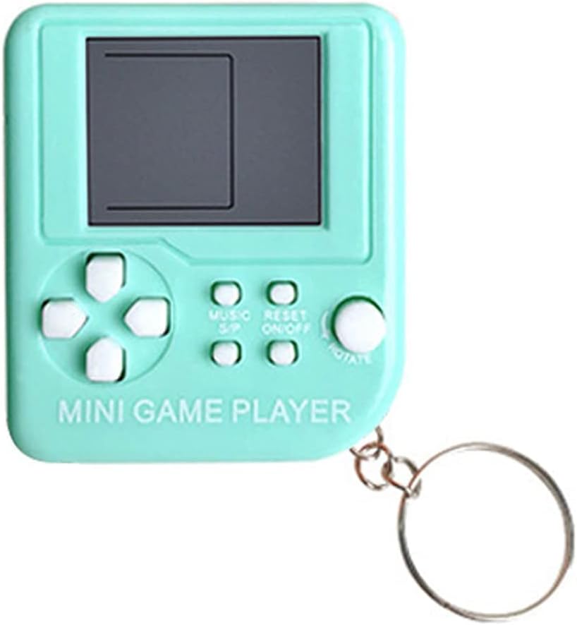 Mini Classic Games Player Keyring Retro Games Console Games with 26 Games Handheld Game Console Portable Mini Retro Game Player Decompression Toys for Video Game Fans (Green)