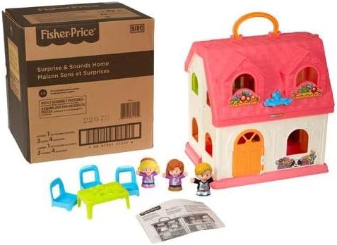 Fisher-Price Little People Toddler Toy Surprise & Sounds Home Musical Playhouse with Figures & Accessories for Pretend Play Kids Ages 1+ Years