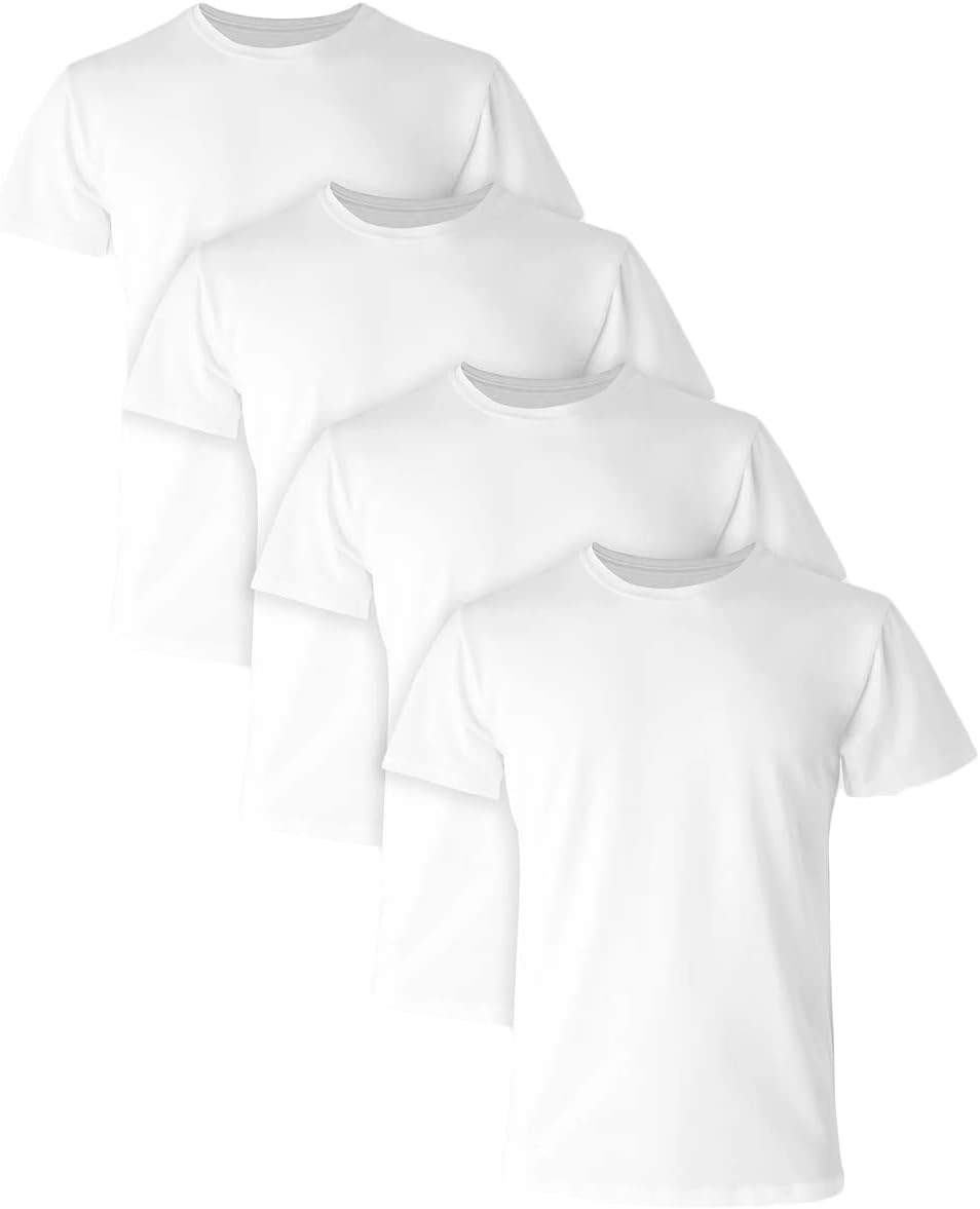 Hanes Mens Ultimate Comfort Fit Undershirt, Men’s Crewneck Stretch-Cotton T-Shirt, 4-Pack