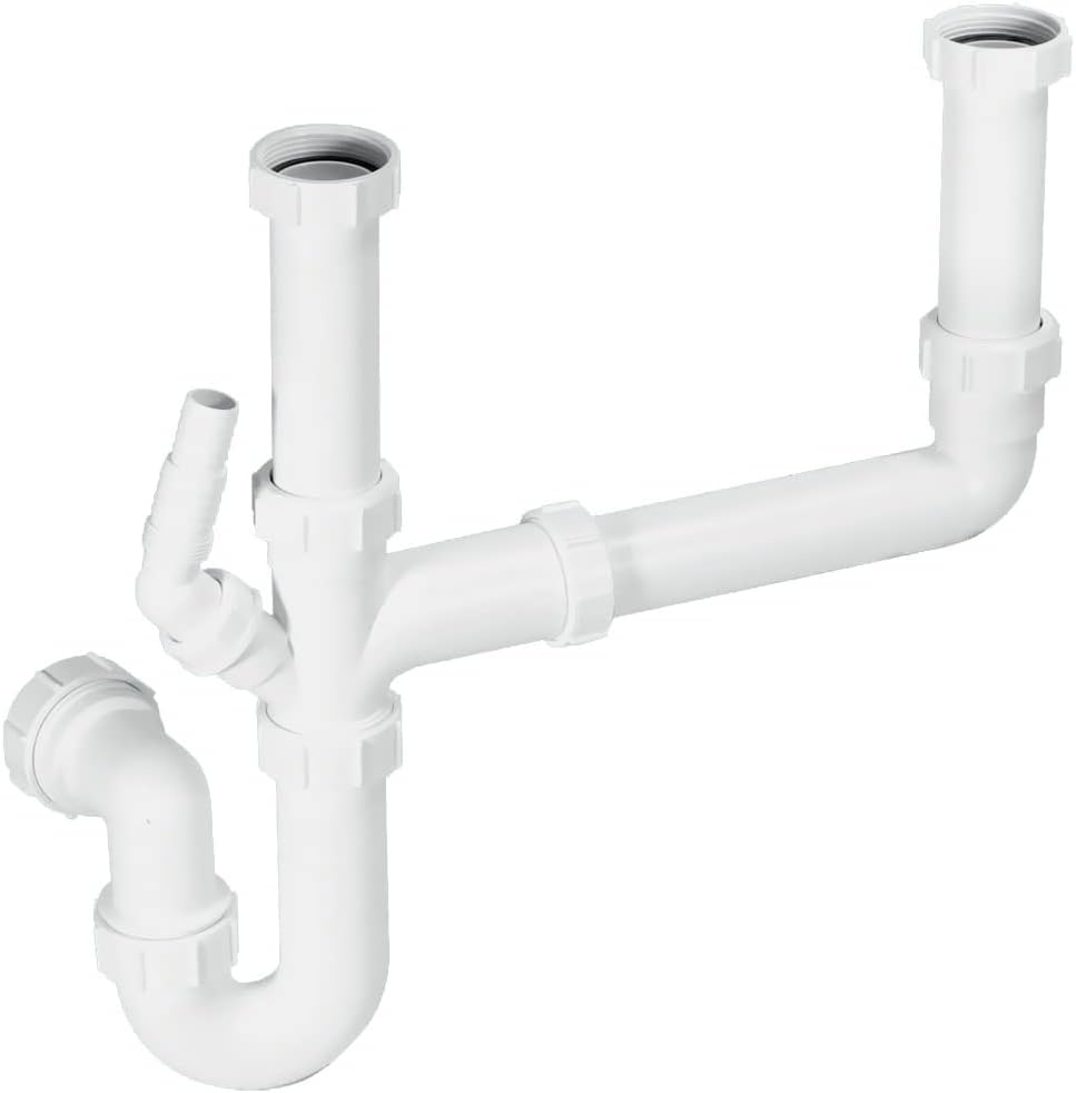 McAlpine SK2 Standard Double Bowl Sink Kit, White
