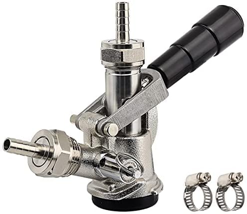 Keg Coupler, Sankey D Tap with 304 Stainless Steel Probe, Keg Coupler D System with Black Handle & Hose Clamp, D Style,Sankey D Tap for 5/16" ID Hose