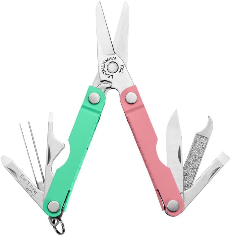 Leatherman Micra - Stainless Steel Keyring Multi-Tool with Scissors & 9 Tools, Bayside | Stainless Steel Multifunction Tool with Scissors and 9 Tools