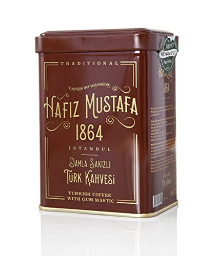 Hafiz Mustafa 1864 Istanbul, Gum Mastic Turkish Coffee, Finest Ground, Authentic, Milled and Medium Roasted Arabica Beans, Tray Gift Ideas for Birthday, Christmas