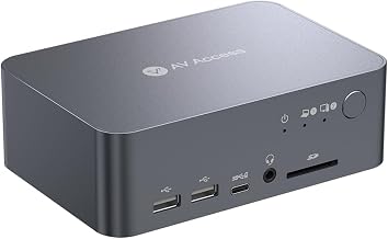 AV Access Dual Monitor KVM Switch Docking for Laptop & Desktop - Type C Charging, Ethernet, EDID, HDMI & DisplayPort, USB-C MST Dual 4K@60Hz Display, USB 3.0, Full Aluminum Design