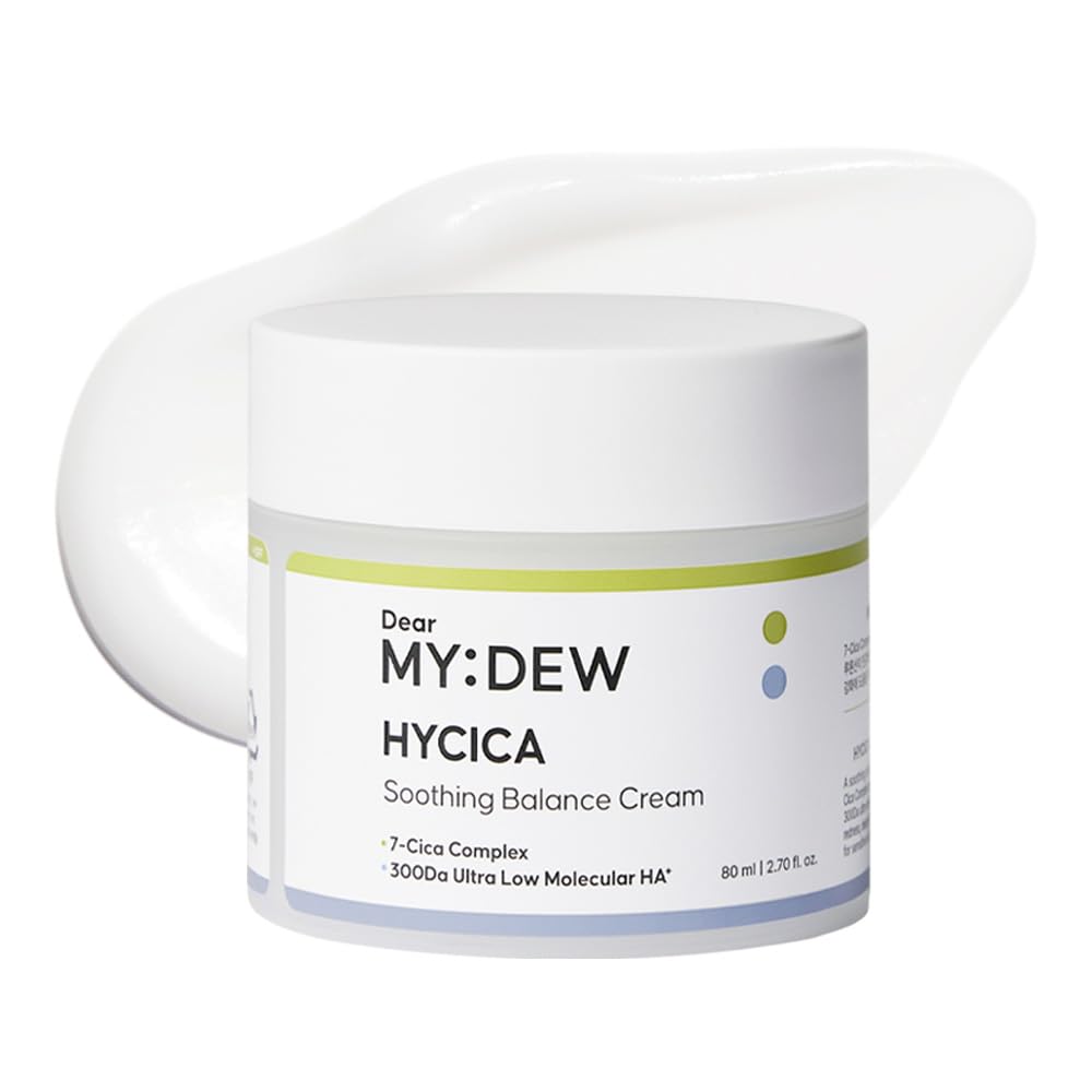 HYCICA Soothing Balance Cream Moisturizer | Calming Hydration Barrier Care for Sensitive Skin, Centella, Ultra-Low Molecular Hyaluronic Acid, Vegan Fragrance-Free Korean Skincare, 2.70 fl oz