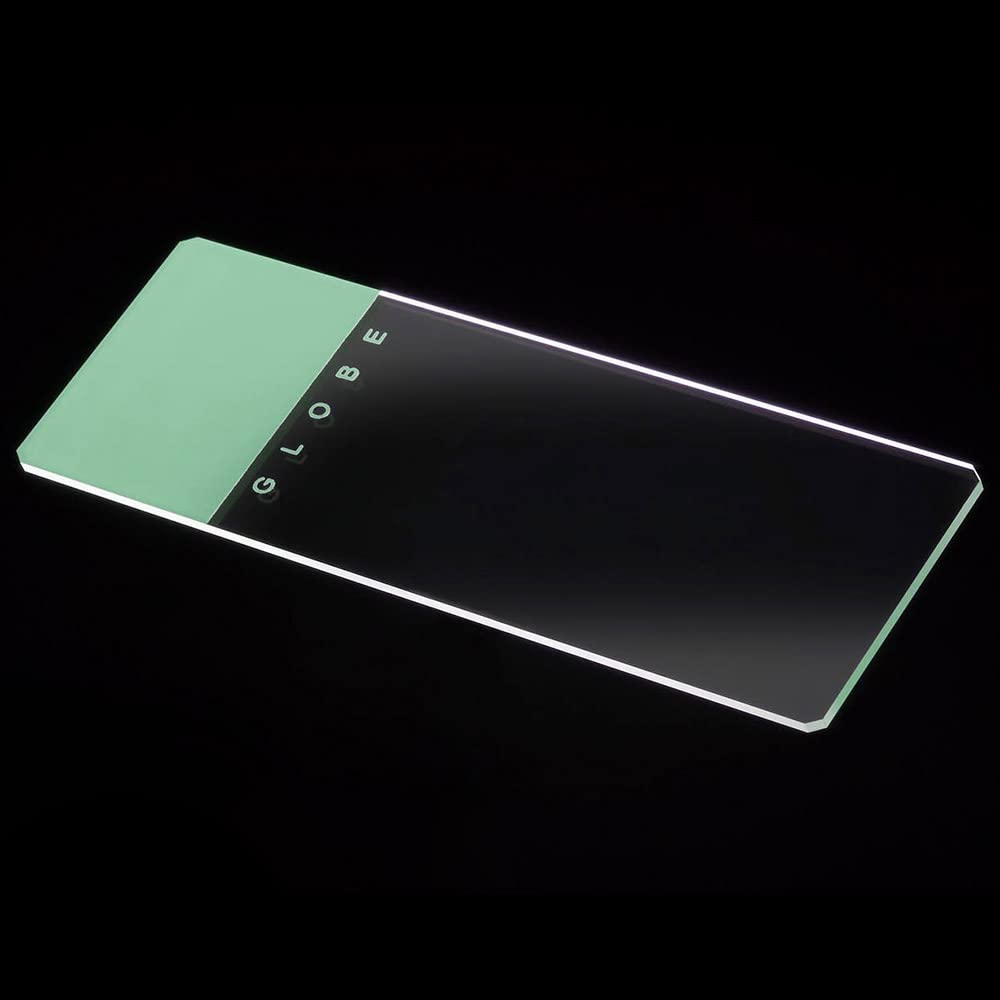 Globe Scientific 1324G-144 Microscope Slides, 90 Degree Ground Edges with SAFETY Corners, Green Frosted, GLASS, 25 mm x 75 mm Size, 1.25 mm Height, 4.75 mm Wide, 7 mm Length (Pack of 144)