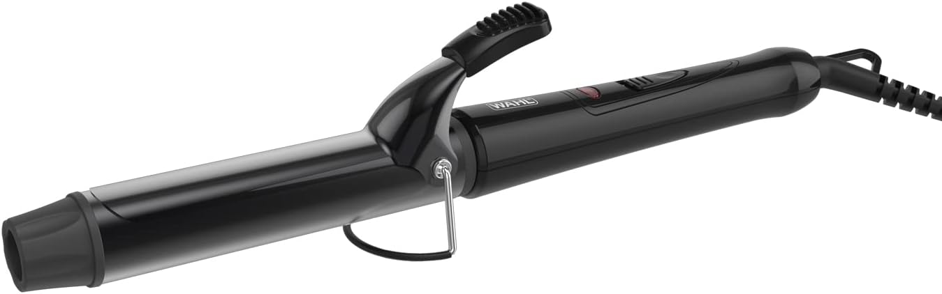 Wahl Curling Tong, Hair Styling Tool, Curling Wand, Ceramic Curlers for Shiny Curls, Corded Hair Curling Wand, Swivel Cord, Quick Heat, Cool Touch Tip, Barrel Clamp, 32mm, Black