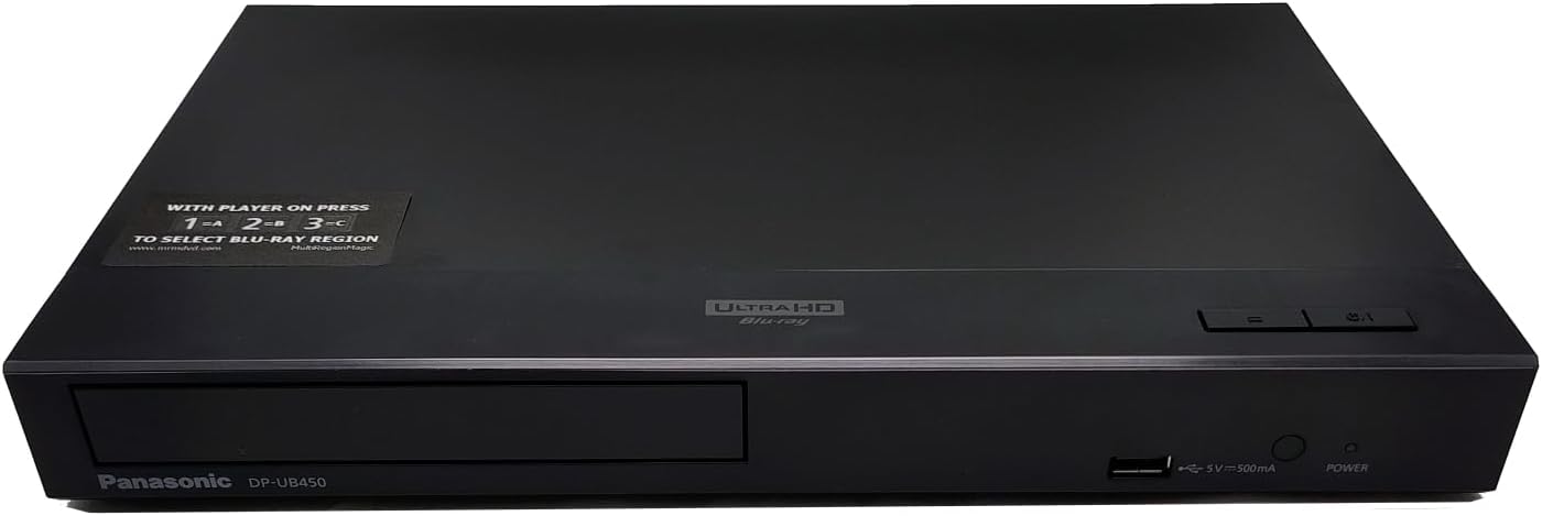 Blu-ray Player Compatible with Panasonic DP-UB450EB-K 4K Ultra HD Multi-Region, Blu-ray A, B & C and DVD 0-8, 2D/3D - Dolby Vision - 2 HDMI out - (No WiFi)