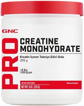 GNC Pro Performance Creatine Monohydrate Powder for Women & Men, 5g Creatine Per Serving, Muscle Building, Energy Production, Endurance, Performance, 50 Servings