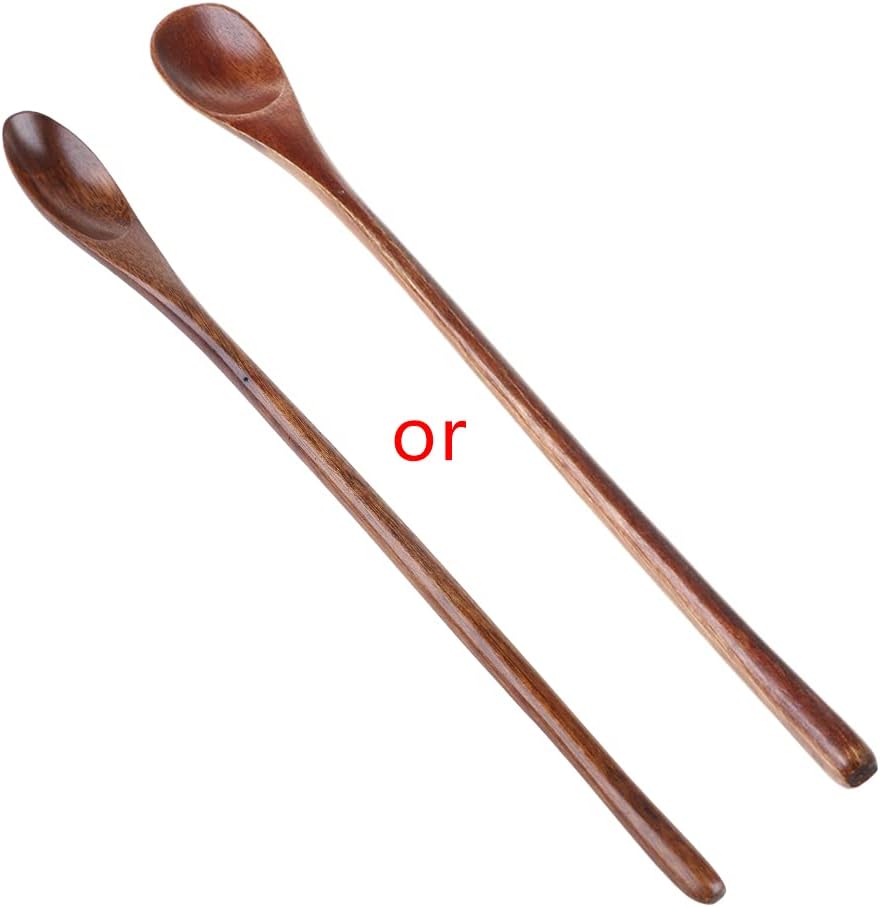 LEJIAJU Natural Coffee Tea Cooking Dining Utensil Retro Long Handle Cutlery
