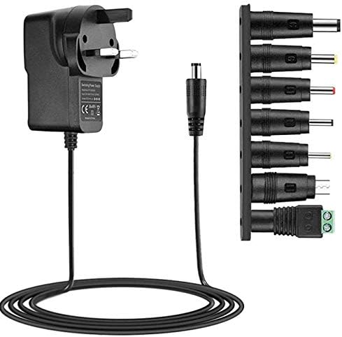 5V 2A Power Supply Adapter, Universal AC to DC Adapter with 7 Tips DC Plug Adapters AC Charger for LED Strip Lights,CCTV Cameras, TV Box,Router,Speakers,ADSL Cats,HUB,Android Tablet