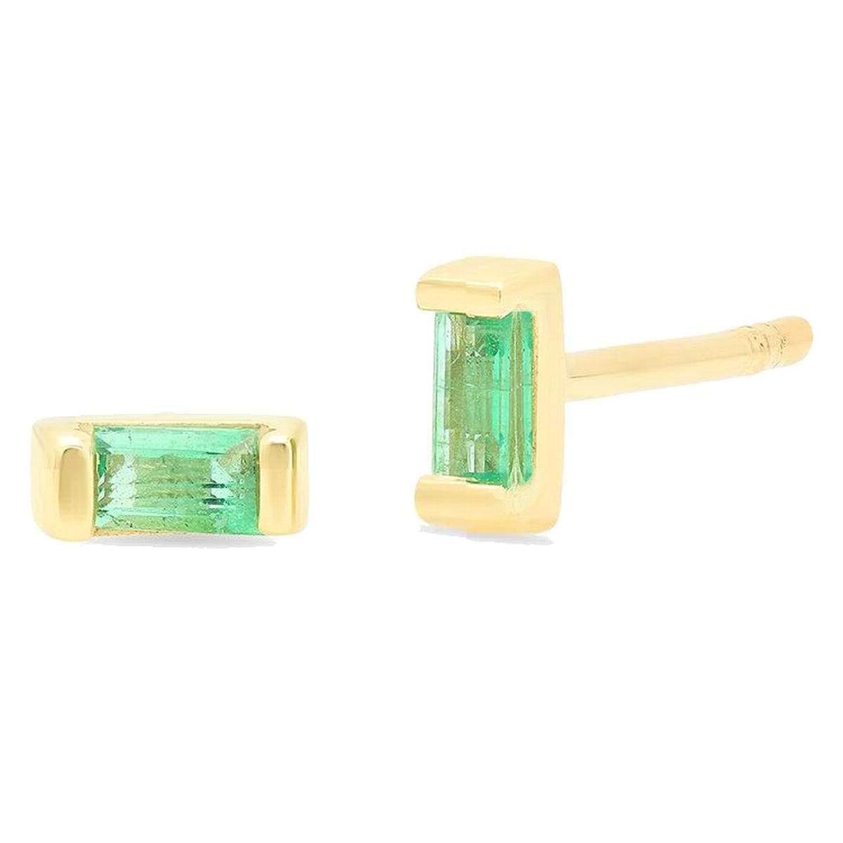 14k Emerald Baguette Solitaire Earrings, Emerald Earrings, Baguette Cut Solitaire Studs, Diamond Baguette Studs, Diamond Earrings, Gold Earrings, Ruby Earrings, Sapphire Earrings, Jewee Diamond
