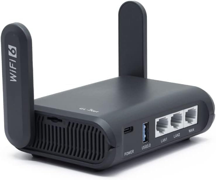 GL.iNet GL-AXT1800 (Slate AX) Portable Travel Router, Pocket Wi-Fi 6 Wireless Internet Router, Portable VPN Routers WiFi for Travel, Public Computer Routers, Business, Moblie/RV/Cruise/Plane