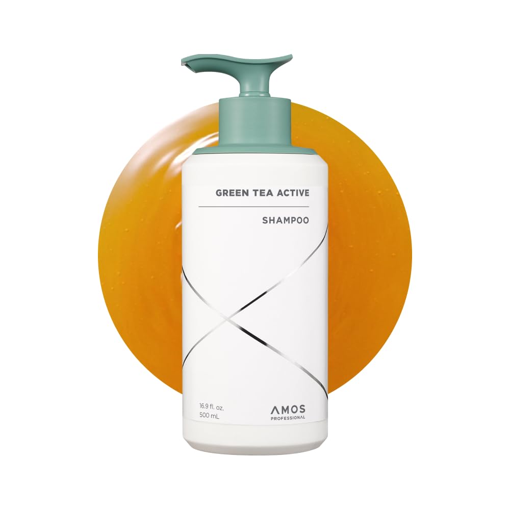 AMOS PROFESSIONAL Green Tea Active Shampoo l Anti-Aging for Fine, Thinning Hair | Protects Scalp & Volumizing Hair | Clinically Proven, 16.9 fl.oz