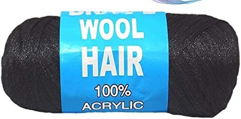 UK Best: Brazilian Wool hair: Faux Locks, Braids, Twists, Knitting Brazil Wool. Yarn (Black)