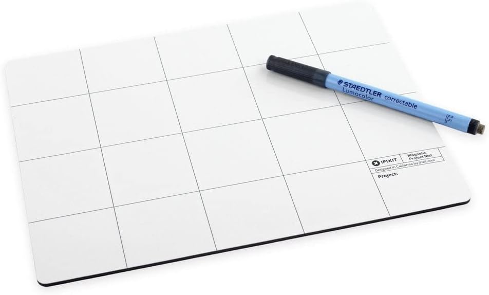 iFixit Magnetic Project Mat, Magnetic Base with erasable Staedtler Pen for organizing bits, Screws and Small Parts for Smartphone Repair, DIY Projects