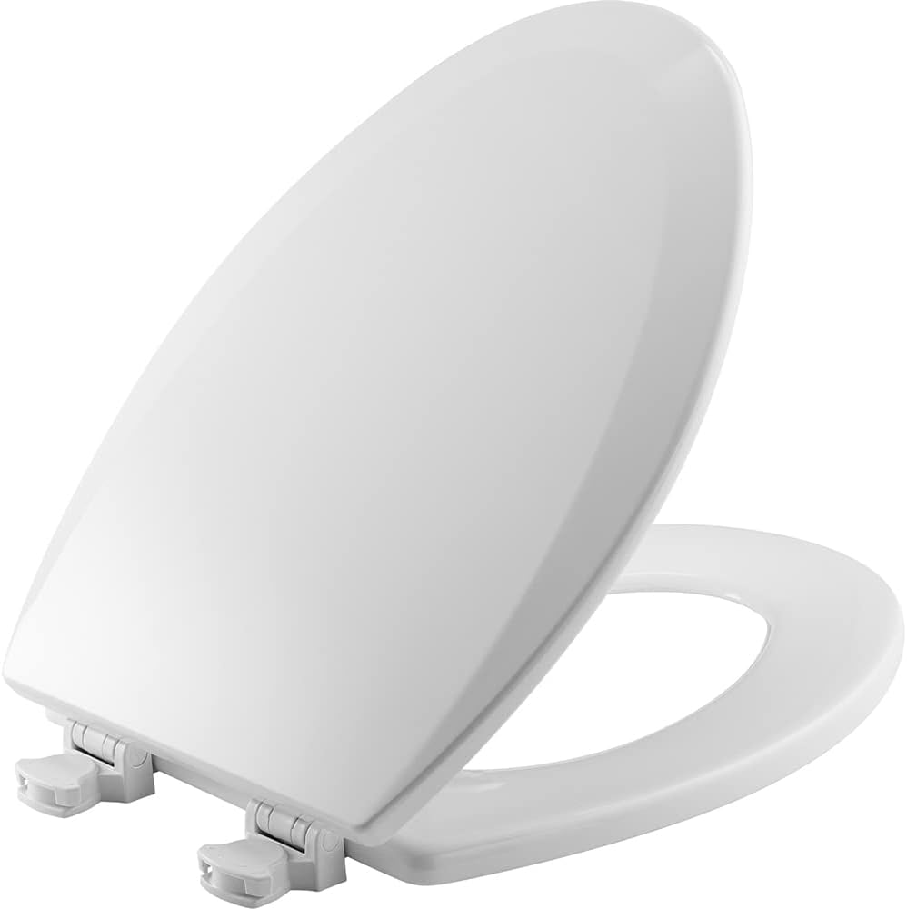 Bemis 1500EC Durable Wood Toilet Seat with Easy Clean Hinges, Made in USA, Elongated, White
