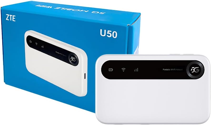 ZTE U50, 5G Portable WiFi Hotspot with SIM Slot Unlocked, Lowcost 5G Modem Router for 32 Home/Business Devices, 5G&4G+, AX1800 WiFi 6, up to 32 Devices