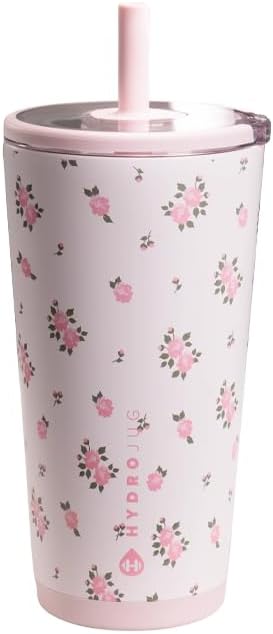 HydroJug Everyday Tumbler 20 oz, Ceramic-Lined Straw Cup, Wildrose