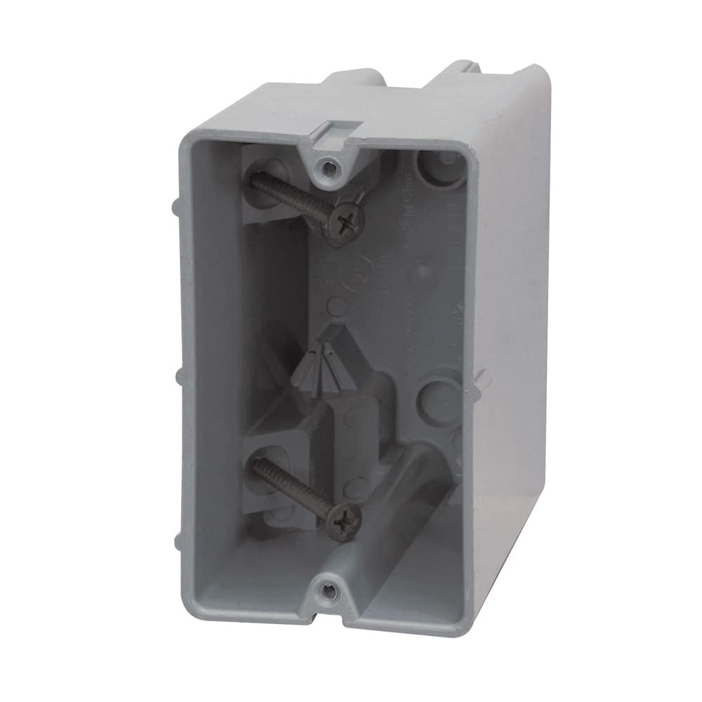 Southwire Electrical Box for Lighting Fixture, 50lb Ceiling Fan and 75lb Light Fixture Support, 22.5Cu with Depth Adjustment, 1 Gang, Gray, MSB22+