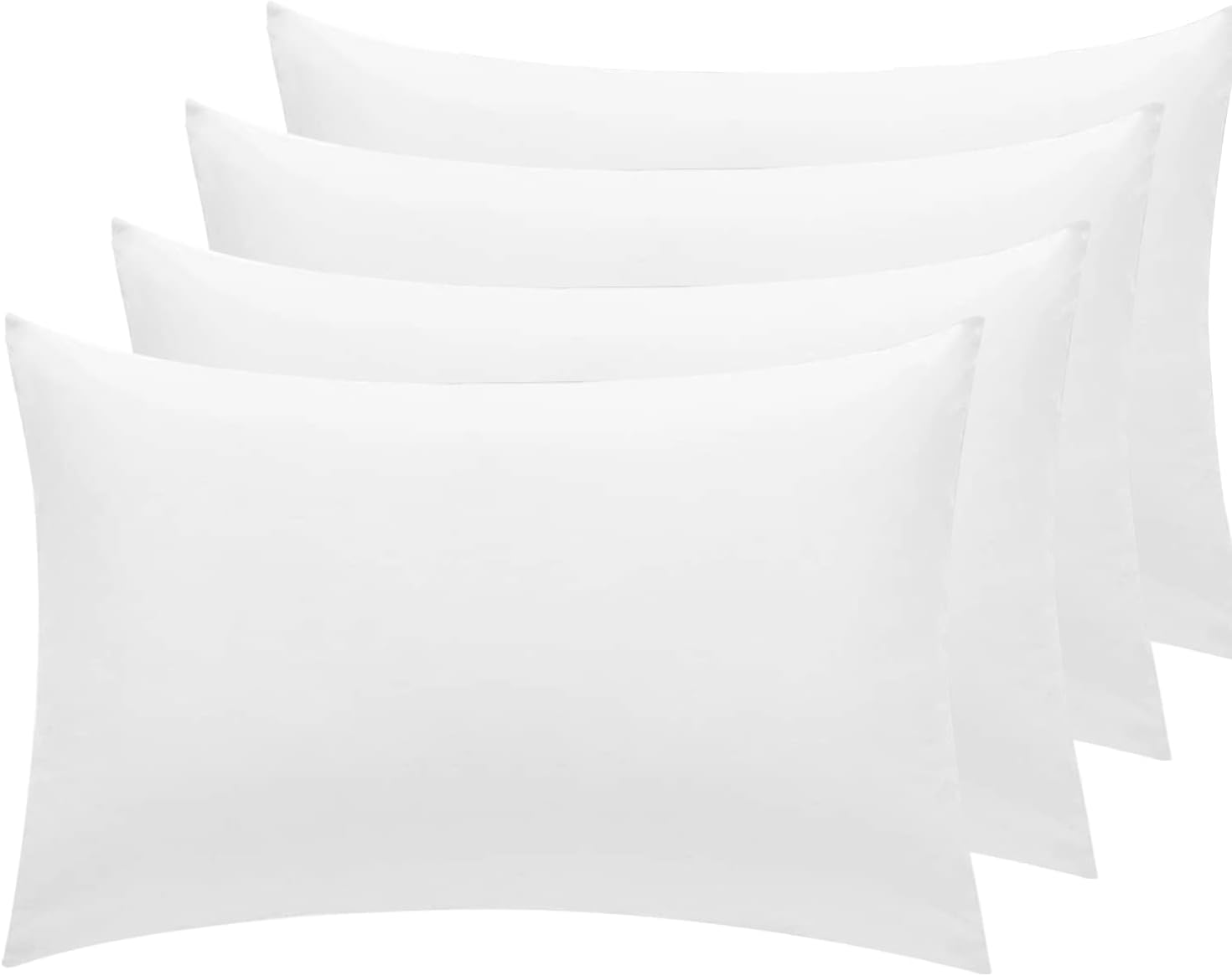 Sunshine Comforts Pillow Cases 4 pack - Egyptian Cotton 200 Thread Count Pillow Cases/Pillow Protectors, Hotel Quality Fabric & Wrinkle free pillows Cover Pack of 4 (Standard 50x75 cm, White)