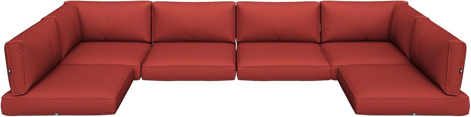 Outdoor Replacement Cushions -14 PCS Sectional Cushions for 6-Seat Patio Cushion Replacement Outdoor Couch Cushion with Premium Foam & Polymer Memory Cotton (Light Red, 14-Pieces)