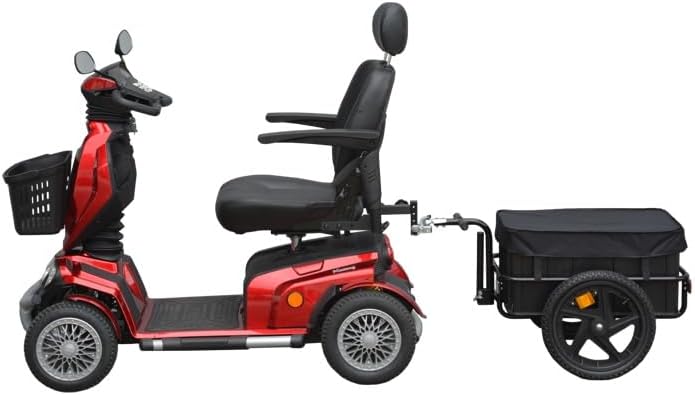 CB4 Accessories Mobility Scooter Cargo Trailer، سعة 66 كجم، مع صندوق بلاستيكي قابل للإزالة