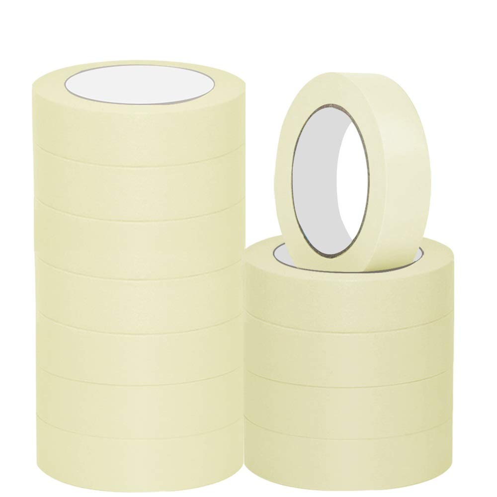 NORTHERN BROTHERS Masking Tape for Painting Painting Tape Masking Tape 25mm Indoor Decorators Decorating Tape Beige Adhesive Crafts Painters Tape 12 Rolls (25mm x 20M)