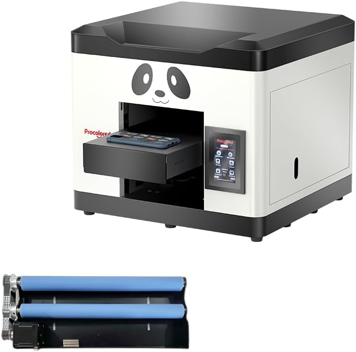 Procolored V6 A4 UV Flatbed Printer L800 Print Head with Cylindrical Rotary Fixture 1440DPI White Ink Circulation Ink Odor Filter for Wood Glass Metal Acrylic Custom Printing