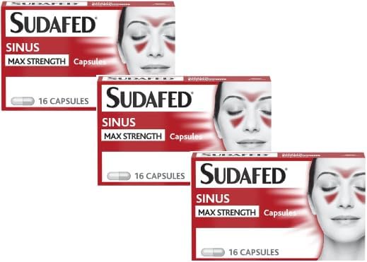 3 X 16 Sinus Max Strength Capsules, 48 Capsules (3 x 16 Capsules), Relieves Symptoms of Blocked Nose, Headache, Fever, Aches and Pain