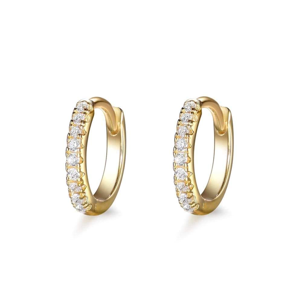 Gold Diamond Hoop Earrings, Diamond Huggies, 14k Solid Gold Huggie Earrings, Tiny Hoop Earrings, 10MM Diamond Hoop Earrings, Diamond Hoops, Christmas Gift, Birthday Gift, Gift For Her, Jewee Diamond
