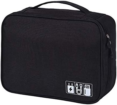 HCFGS Travel Cable Organiser Bag, Electronics Accessories Organizer Bag, Universal Carry Travel Gadget Bag for Cables, Power Bank,USB Drive, Charger Hard Disk (Black)