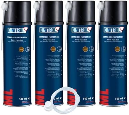 4 x DINITROL ML PENETRATOR RUST PROOFING CAVITY WAX 500ml AEROSOL + EXTENSION