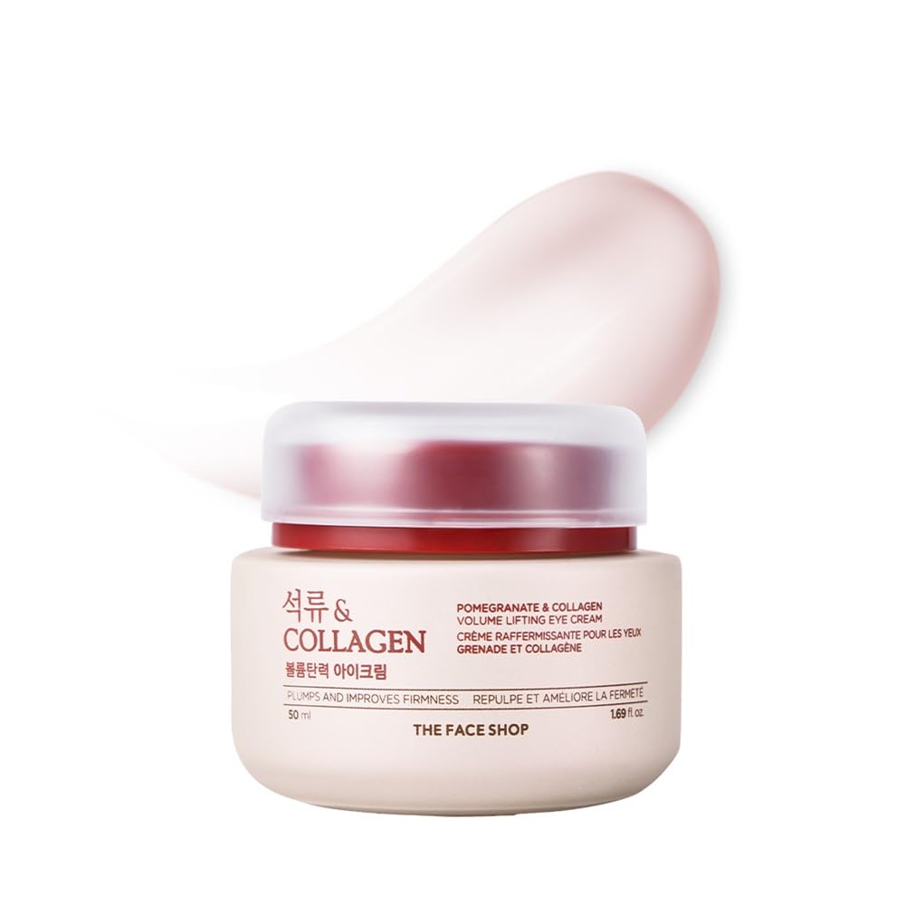 The Face Shop Pomegranate & Collagen Volume Lifting Eye Cream | Ultra-Light Eye Cream for Eye Skin Lifting, Firming & Brightening | Reduce Dark Circles | Deep Hydrating Under Eye Area, 1.69 Fl Oz