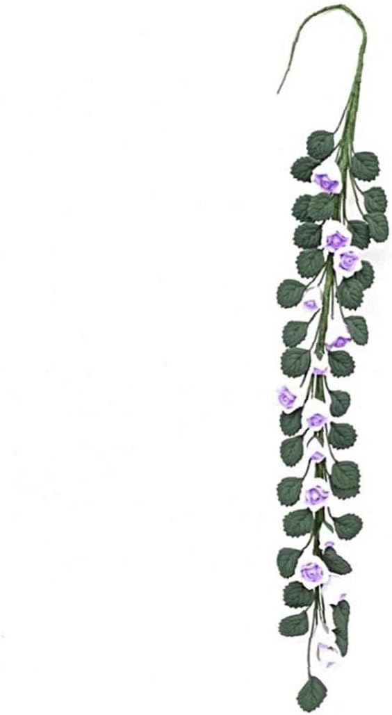 Lipfer 1/12 Miniature Fake Rose Vine Garland Mini Artificial Flowers Plants Hanging Garland for House Garden Ornaments Decor
