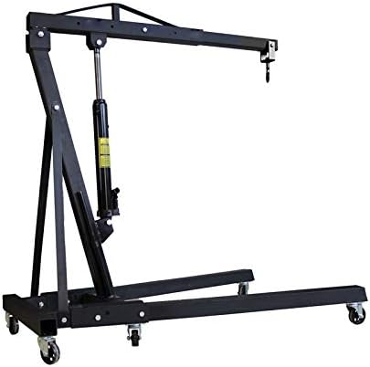 Qivange Folding Engine Crane 1 Tonne Hoist Lift Jack With Wheels (Black)