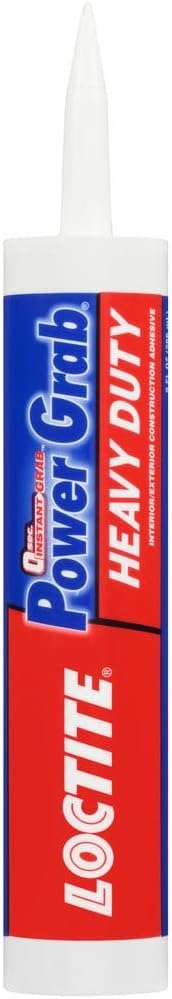 Loctite Power Grab Express Heavy Duty Construction Adhesive, 9 fl oz Cartridge, 1 Pack - Versatile Constuction Glue for Wood, Wall, Tile, Foam Board & More